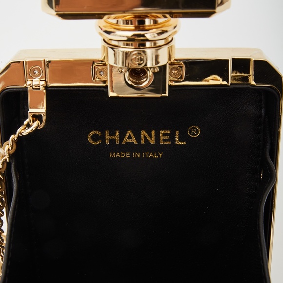 CHANEL GOLD METAL PERFUME BOTTLE EVENING BAG - Picture 7 of 7